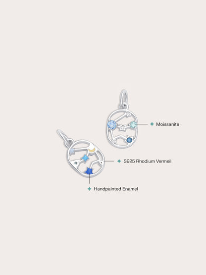 Aquarius Charm S925 Silver Rhodium (2) – Mondays Made Flower & Birthstone Jewelry Singapore