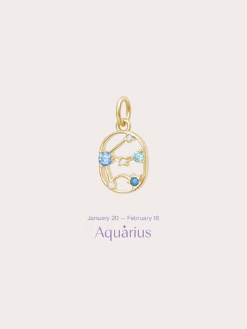 Aquarius Charm 18K Gold (1) – Mondays Made Flower & Birthstone Jewelry Singapore