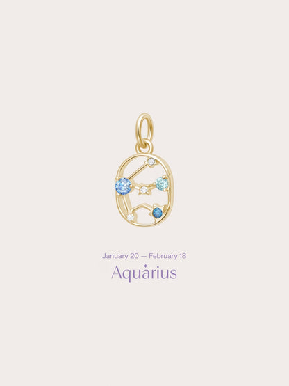 Aquarius Charm 18K Gold (1) – Mondays Made Flower & Birthstone Jewelry Singapore