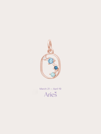 Aries Charm 18K Rose Gold (1) – Mondays Made Flower & Birthstone Jewelry Singapore