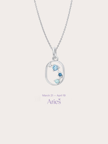Aries Necklace S925 Silver Rhodium (1) – Mondays Made Flower & Birthstone Jewelry Singapore