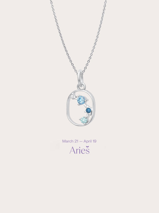 Aries Necklace S925 Silver Rhodium (1) – Mondays Made Flower & Birthstone Jewelry Singapore