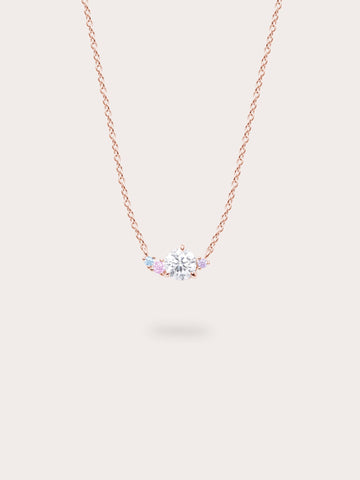 Aurora Moissanite Cluster Necklace 18K Rose Gold (4) – Mondays Made Flower & Birthstone Jewelry Singapore