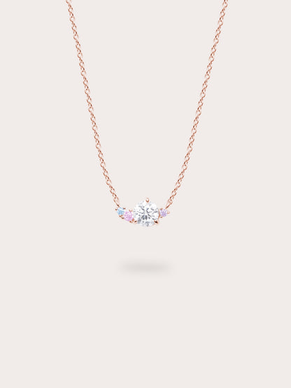 Aurora Moissanite Cluster Necklace 18K Rose Gold (4) – Mondays Made Flower & Birthstone Jewelry Singapore