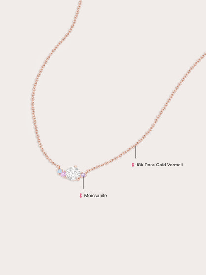 Aurora Moissanite Cluster Necklace 18K Rose Gold (5) – Mondays Made Flower & Birthstone Jewelry Singapore
