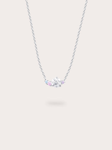 Aurora Moissanite Cluster Necklace S925 Silver Rhodium (4) – Mondays Made Flower & Birthstone Jewelry Singapore