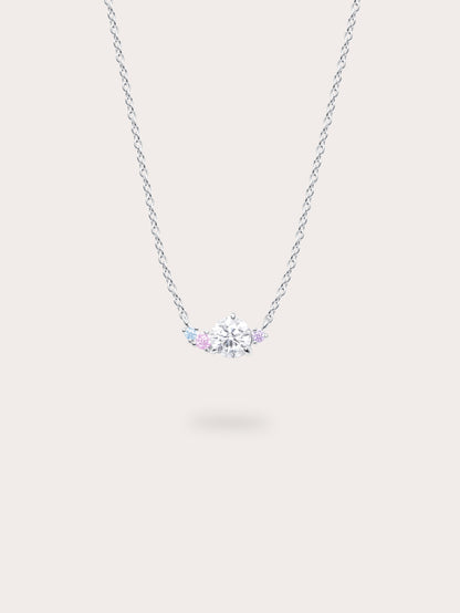Aurora Moissanite Cluster Necklace S925 Silver Rhodium (4) – Mondays Made Flower & Birthstone Jewelry Singapore