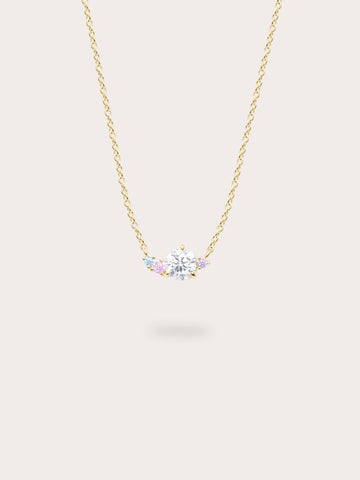 Aurora Moissanite Cluster Necklace 18K Gold (3) – Mondays Made Flower & Birthstone Jewelry Singapore