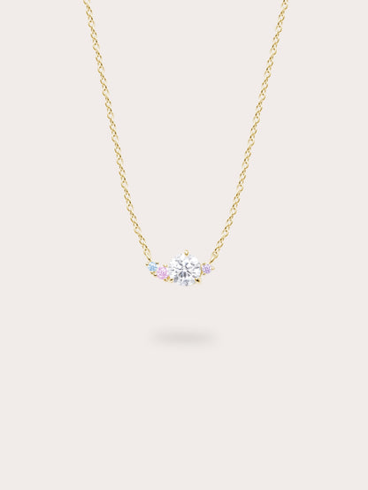 Aurora Moissanite Cluster Necklace 18K Gold (3) – Mondays Made Flower & Birthstone Jewelry Singapore
