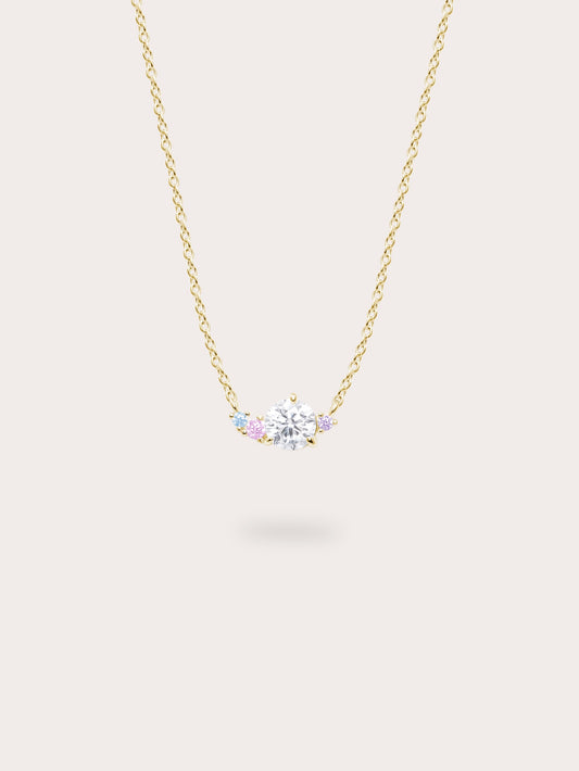 Aurora Moissanite Cluster Necklace 18K Gold (3) – Mondays Made Flower & Birthstone Jewelry Singapore
