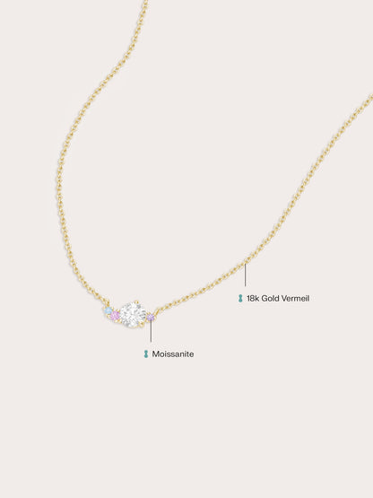 Aurora Moissanite Cluster Necklace 18K Gold (4) – Mondays Made Flower & Birthstone Jewelry Singapore