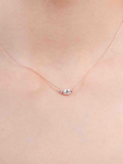 Aurora Moissanite Cluster Necklace 18K Rose Gold (2) – Mondays Made Flower & Birthstone Jewelry Singapore