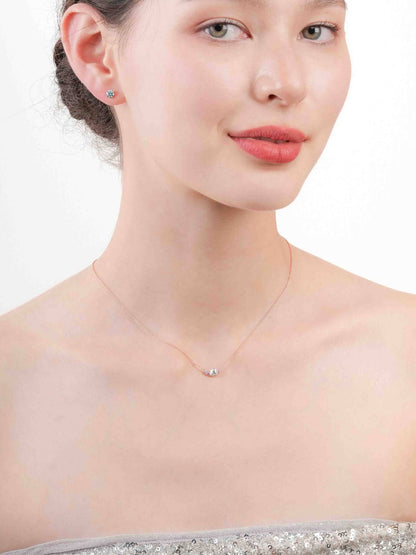 Aurora Moissanite Cluster Necklace 18K Rose Gold (3) – Mondays Made Flower & Birthstone Jewelry Singapore