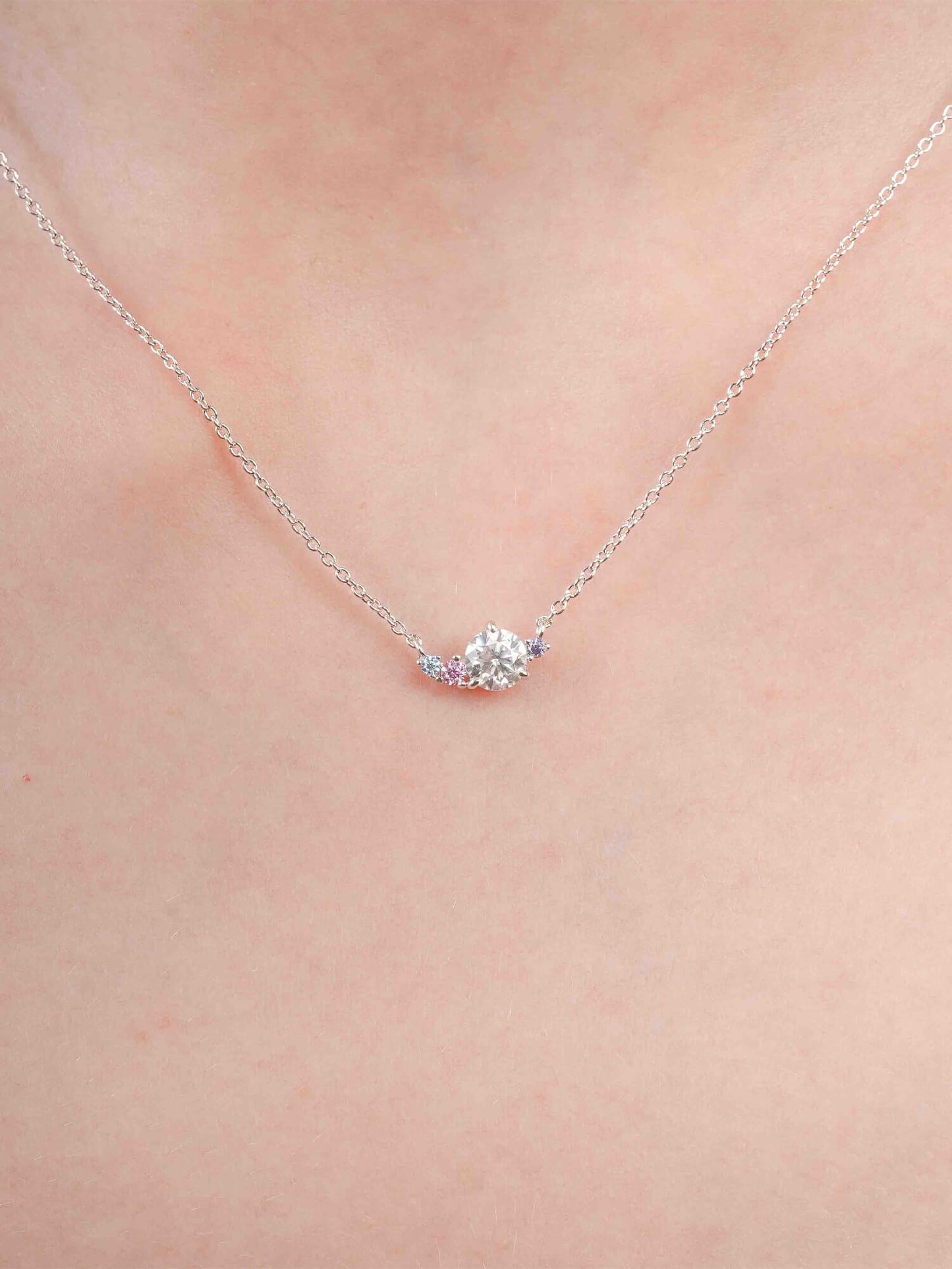 Aurora Moissanite Cluster Necklace
