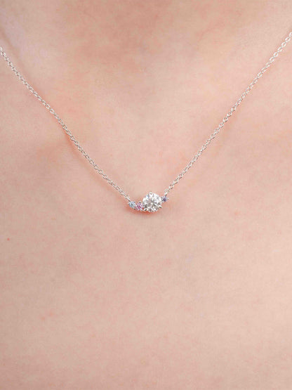 Aurora Moissanite Cluster Necklace S925 Silver Rhodium (1) – Mondays Made Flower & Birthstone Jewelry Singapore