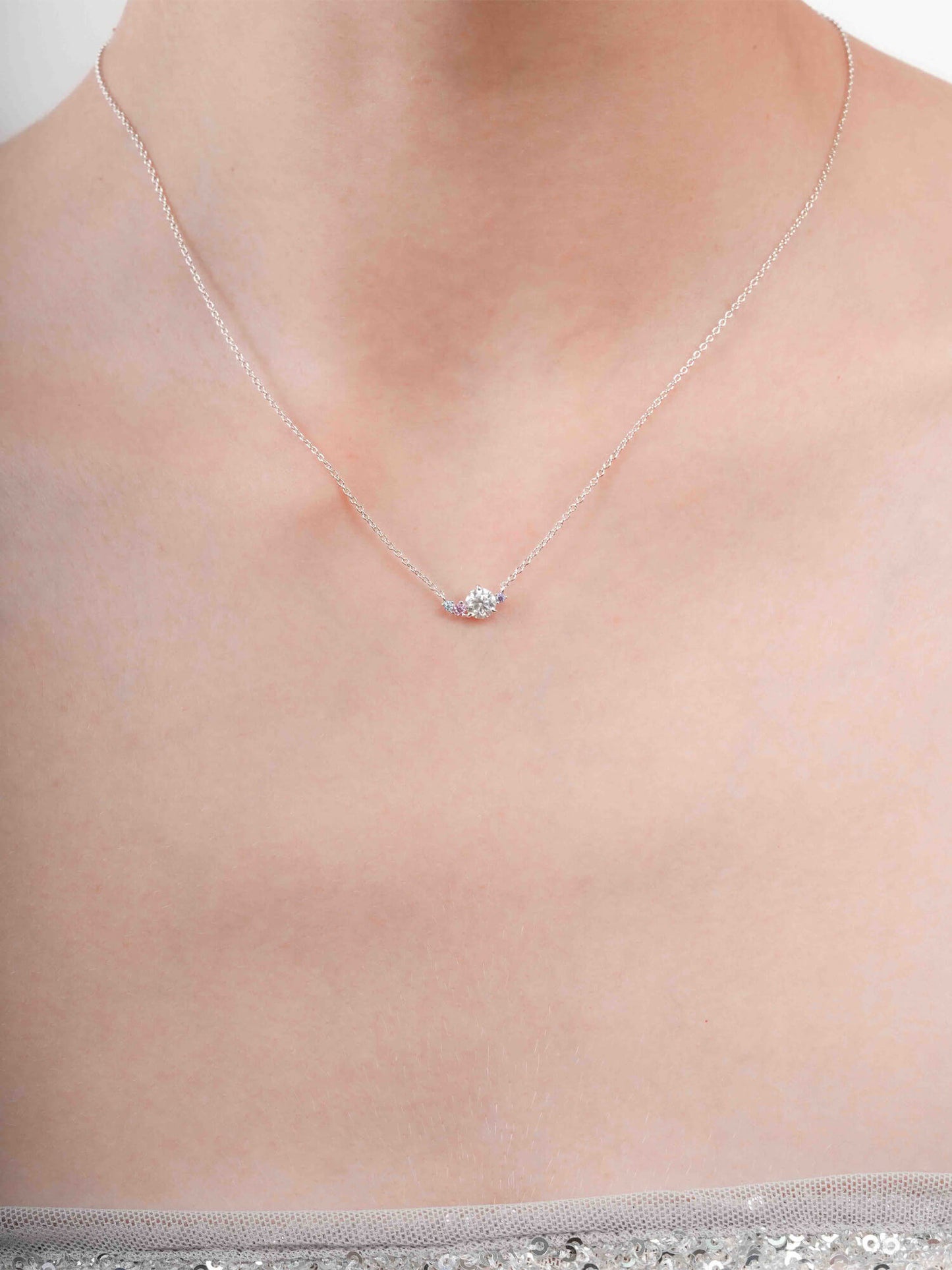 Aurora Moissanite Cluster Necklace
