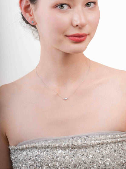 Aurora Moissanite Cluster Necklace S925 Silver Rhodium (3) – Mondays Made Flower & Birthstone Jewelry Singapore