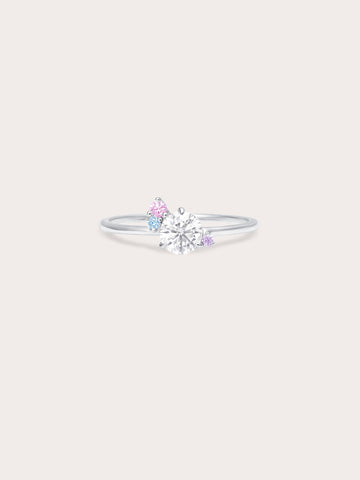 Aurora Moissanite Cluster Ring S925 Silver Rhodium (1) – Mondays Made Flower & Birthstone Jewelry Singapore
