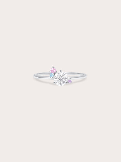 Aurora Moissanite Cluster Ring S925 Silver Rhodium (1) – Mondays Made Flower & Birthstone Jewelry Singapore