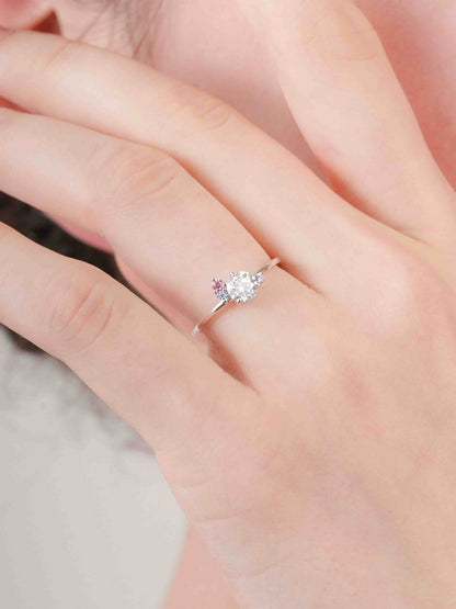Aurora Moissanite Cluster Ring S925 Silver Rhodium (3) – Mondays Made Flower & Birthstone Jewelry Singapore