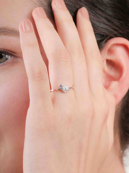 Aurora Moissanite Cluster Ring S925 Silver Rhodium (4) – Mondays Made Flower & Birthstone Jewelry Singapore