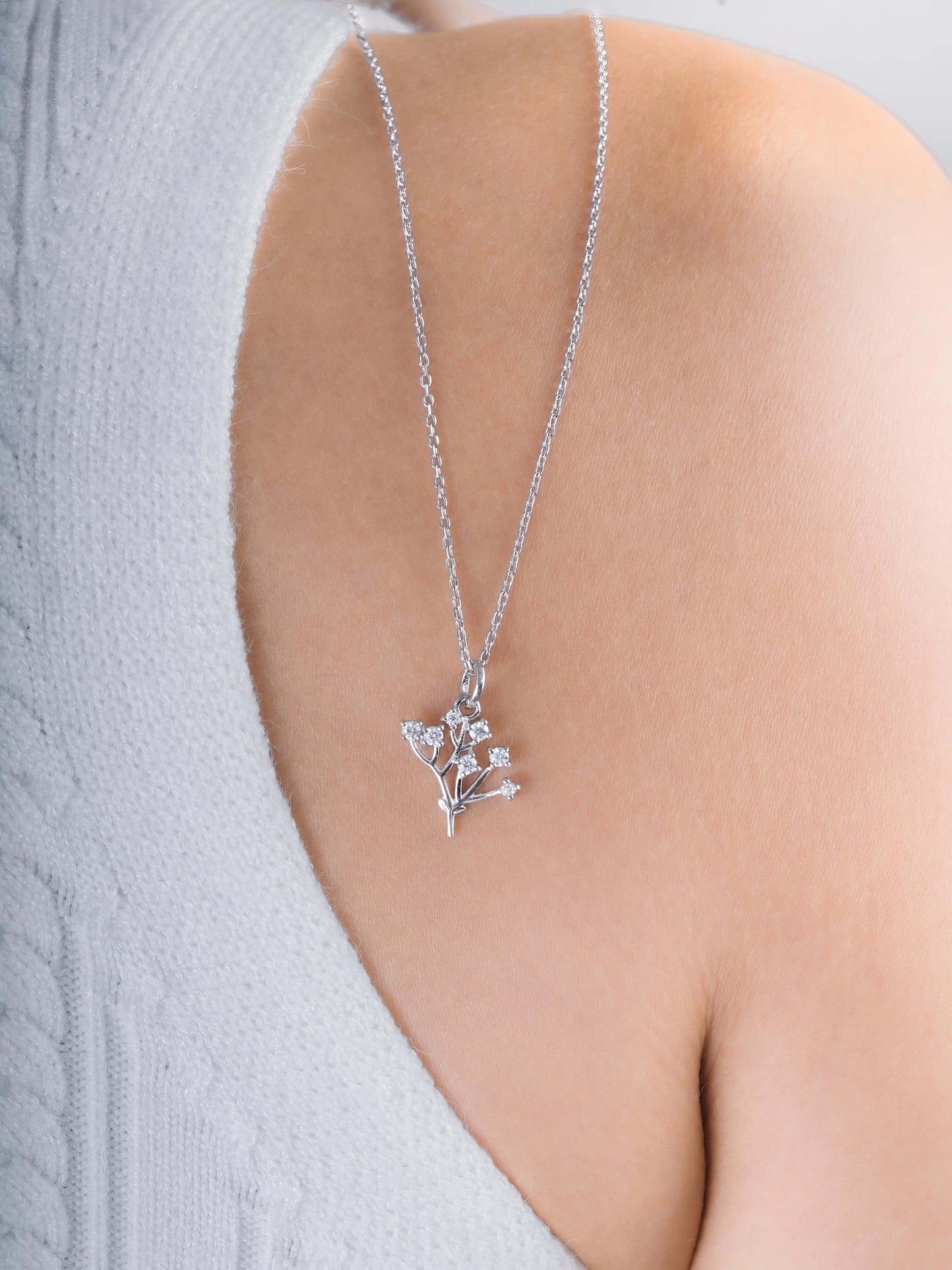 Moissanite Baby Breath Charm
