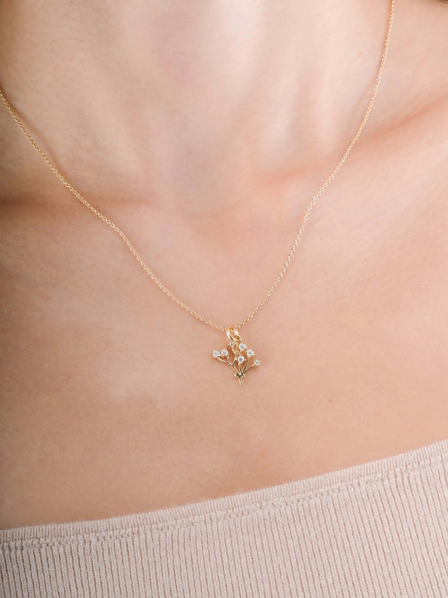 Moissanite Baby Breath Charm