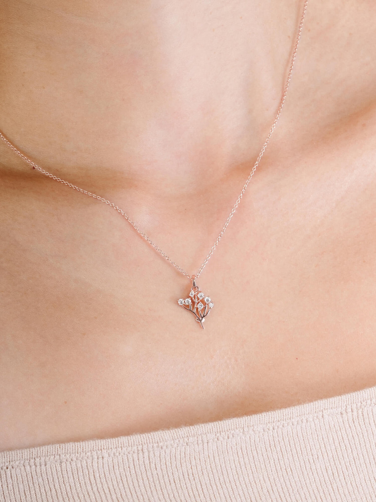 Baby Breath Necklace 18K Rose Gold (6) – Mondays Made Flower & Birthstone Jewelry Singapore