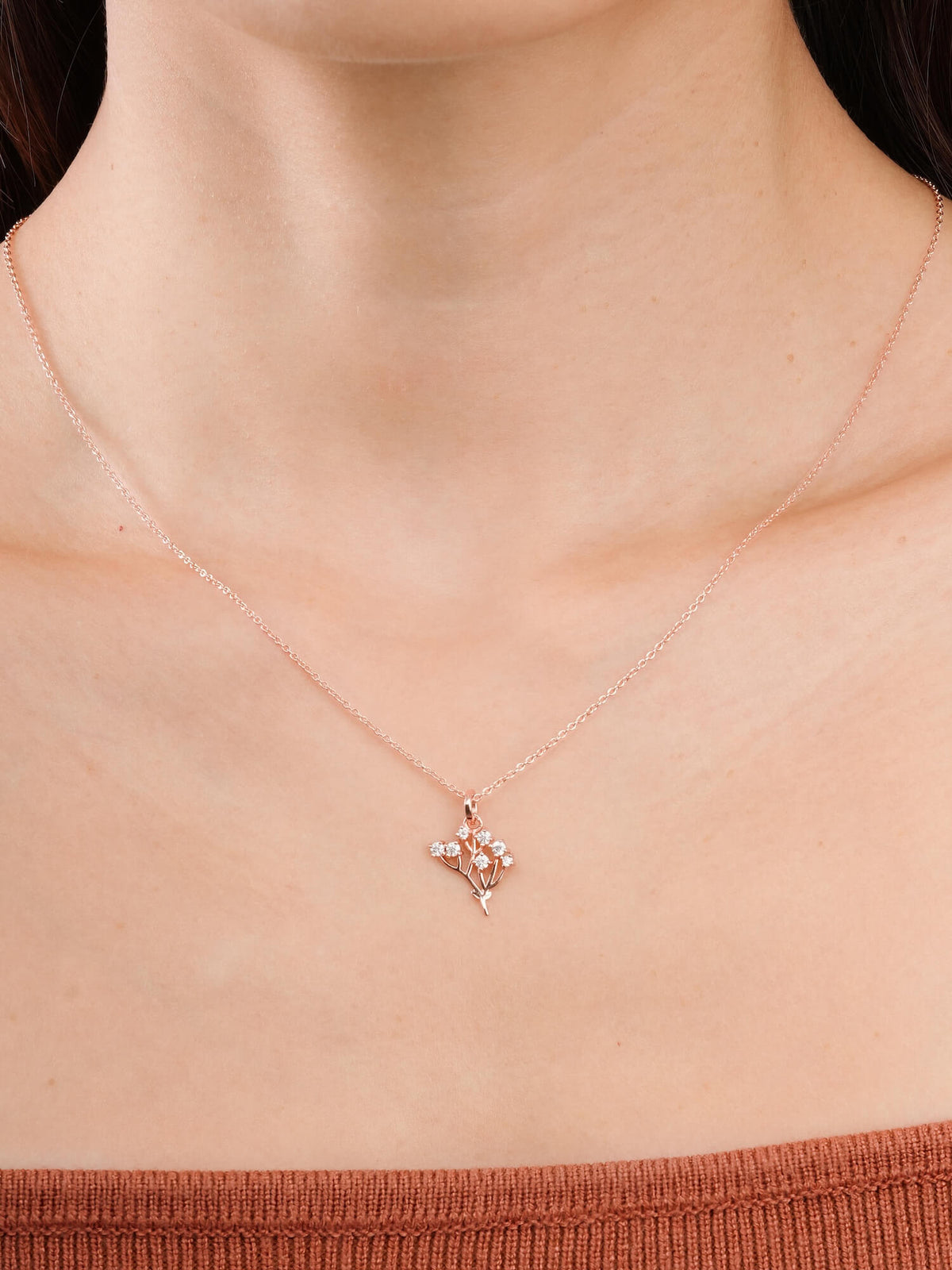Baby Breath Necklace 18K Rose Gold (5) – Mondays Made Flower & Birthstone Jewelry Singapore