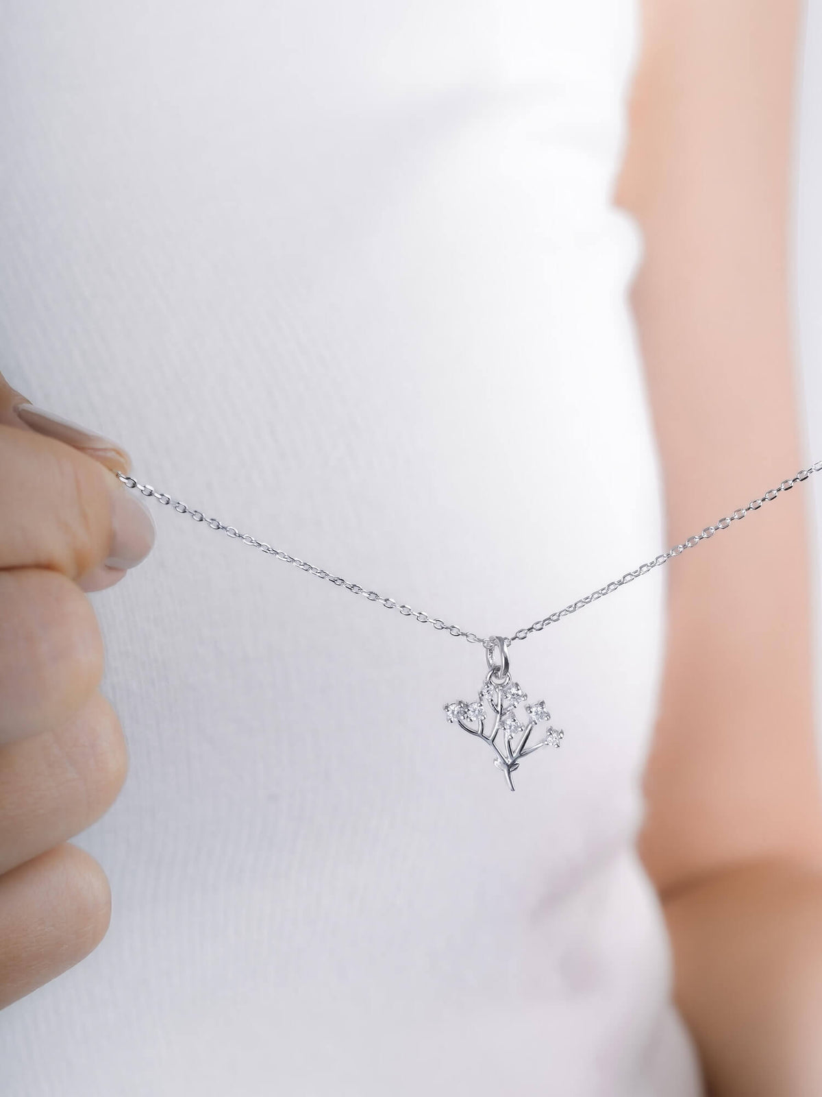 Baby Breath Necklace S925 Silver Rhodium (5) – Mondays Made Flower & Birthstone Jewelry Singapore