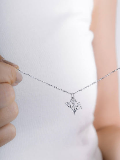 Baby Breath Necklace S925 Silver Rhodium (5) – Mondays Made Flower & Birthstone Jewelry Singapore
