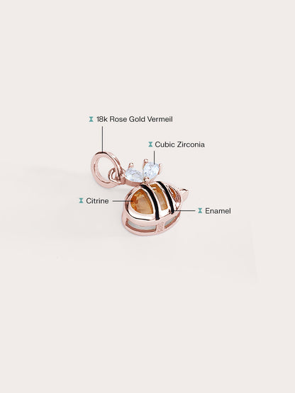 Bee Charm 18K Rose Gold Side (2) – Mondays Made Flower & Birthstone Jewelry Singapore