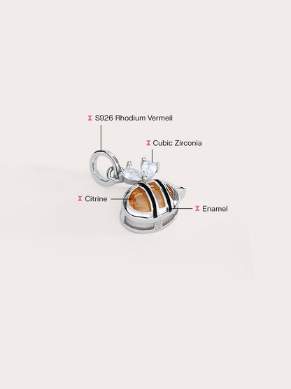 Bee Charm S925 Silver Rhodium Side (2) – Mondays Made Flower & Birthstone Jewelry Singapore
