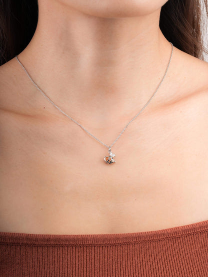 Bee Necklace S925 Silver Rhodium (6) – Mondays Made Flower & Birthstone Jewelry Singapore
