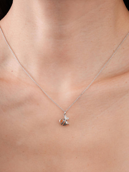 Bee Necklace S925 Silver Rhodium (5) – Mondays Made Flower & Birthstone Jewelry Singapore