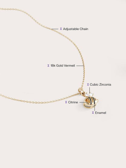 Bee Necklace 18K Gold Flat (2) – Mondays Made Flower & Birthstone Jewelry Singapore