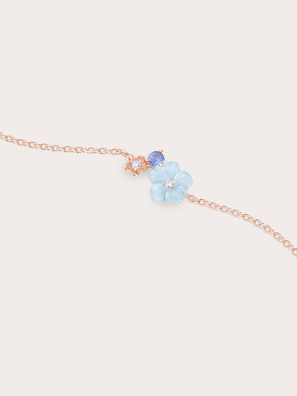 Blue Cluster Flower Bracelet 18K Rose Gold (1) – Mondays Made Flower & Birthstone Jewelry Singapore