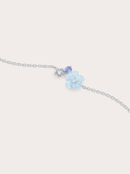 Blue Cluster Flower Bracelet S925 Silver Rhodium (1) – Mondays Made Flower & Birthstone Jewelry Singapore