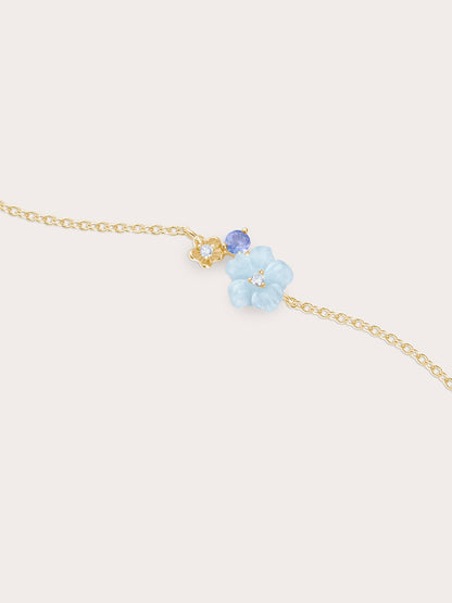 Blue Cluster Flower Bracelet 18K Gold (1) – Mondays Made Flower & Birthstone Jewelry Singapore