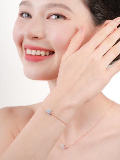 Blue Cluster Flower Bracelet Aquamarine Tanzanite 18K Rose Gold (1) – Mondays Made Flower & Birthstone Jewelry Singapore