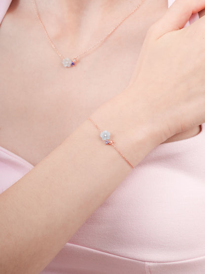 Blue Cluster Flower Bracelet Aquamarine Tanzanite 18K Rose Gold (2) – Mondays Made Flower & Birthstone Jewelry Singapore