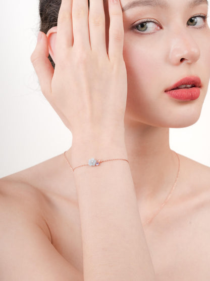 Blue Cluster Flower Bracelet Aquamarine Tanzanite 18K Rose Gold (3) – Mondays Made Flower & Birthstone Jewelry Singapore