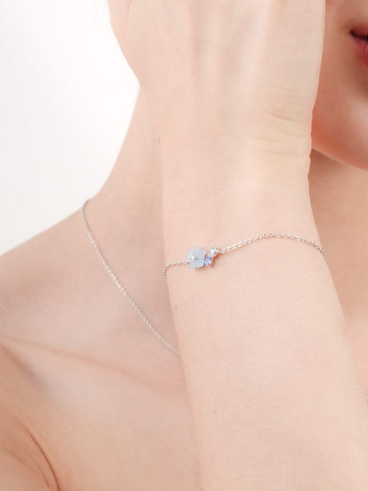 Blue Cluster Flower Bracelet Aquamarine Tanzanite S925 Silver Rhodium (2) – Mondays Made Flower & Birthstone Jewelry Singapore