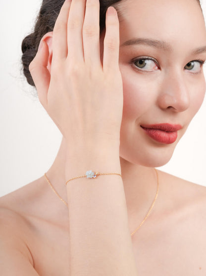Blue Cluster Flower Bracelet Aquamarine Tanzanite 18K Gold (1) – Mondays Made Flower & Birthstone Jewelry Singapore
