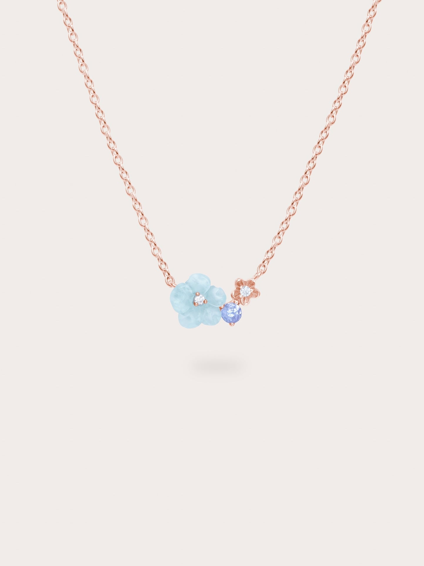 Blue Cluster Flower Necklace – Aquamarine & Tanzanite