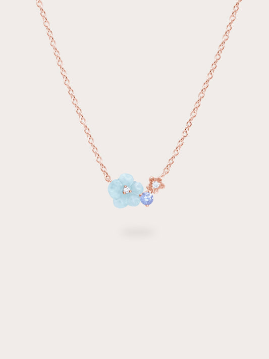 Blue Cluster Flower Necklace – Aquamarine & Tanzanite