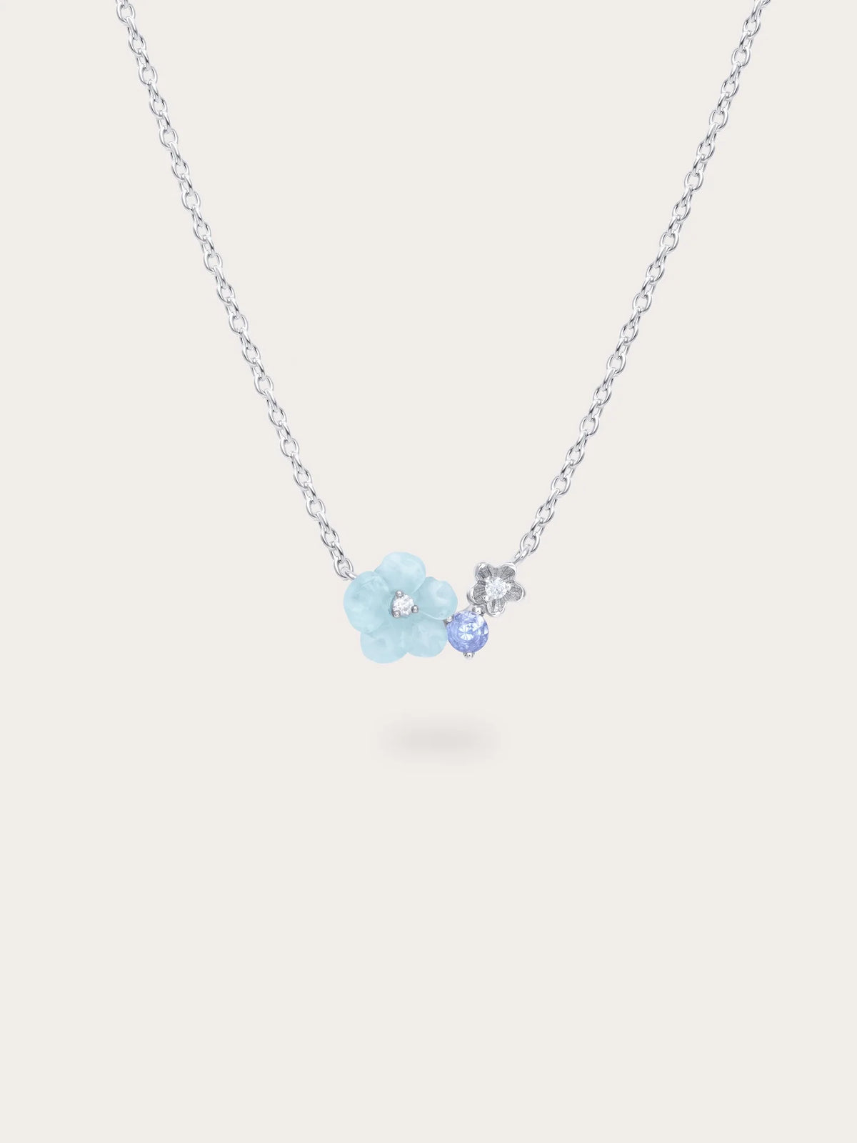 Blue Cluster Flower Necklace – Aquamarine & Tanzanite