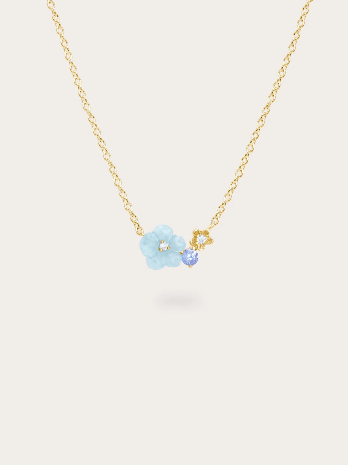 Blue Cluster Flower Necklace – Aquamarine & Tanzanite
