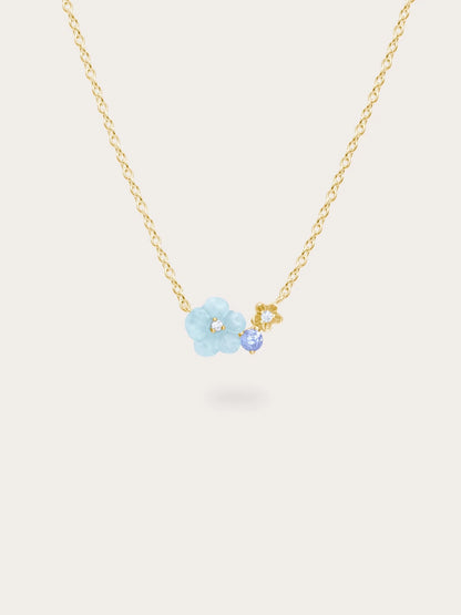 Blue Cluster Flower Necklace – Aquamarine & Tanzanite