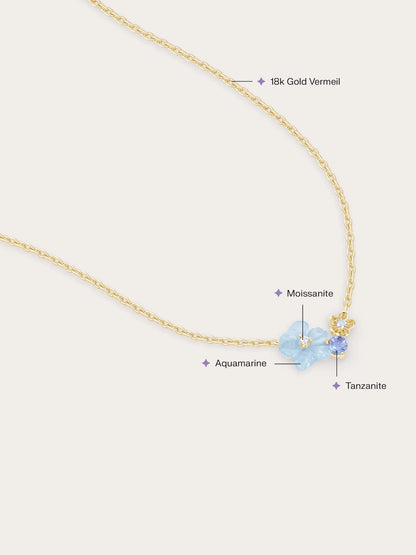 Blue Cluster Flower Necklace – Aquamarine & Tanzanite